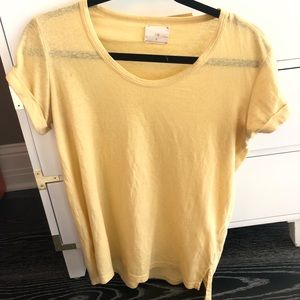 Anthropologie yellow t shirt with rolled sleeves